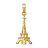 10k Yellow Gold 3-D Eiffel Tower Pendant 7/8in