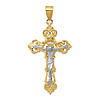 10k Two-tone Gold INRI Fleur De Lis Crucifix Pendant 1.5in