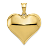 10k Yellow Gold Puffed Heart Pendant 1in