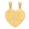 10k Yellow Gold Lovers Apart But Always Together Heart Pendant 3/4in