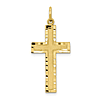 10k Yellow Gold Textured Latin Cross Pendant 1in