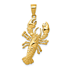10k Yellow Gold 3-D Lobster Pendant 1in