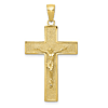 10k Yellow Gold Block Crucifix Pendant 1 1/8in