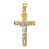 10k Two-tone Gold Lattice Cross With Crucifix Pendant 1.25in