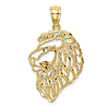 10k Yellow Gold Diamond-Cut Lion Profile Pendant 7/8in