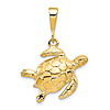 10k Yellow Gold Turtle Pendant With Textured and Polished Finish