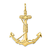 10k Yellow Gold 3-D Anchor With Rope Pendant 1.5in