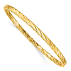 10k Yellow Gold Bangle Bracelet with Ribbed Texture 8.25in