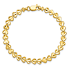 10k Yellow Gold Classic Heart Link Bracelet 7in