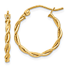 10k Yellow Gold Small Twisted Hoop Earrings