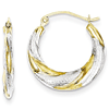 10kt Two-tone Gold 3/4in Twisted Hollow Hoop Earrings