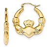 10kt Yellow Gold 1in Claddagh Hoop Earrings