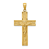 10k Yellow Gold Block Crucifix Pendant with Satin Finish 1.25in