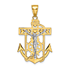 10k Two-tone Gold Mariner's Crucifix Pendant 1 1/8in