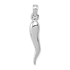10k White Gold Solid 3-D Italian Horn Pendant 3/4in