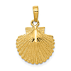 10k Yellow Gold Smalll Textured Scallop Shell Pendant