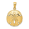 10k Yellow Gold Sand Dollar Pendant Polished Finish 3/4in