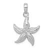 10k White Gold Starfish Pendant with Textured Polished Finish 5/8in