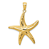 10k Yellow Gold Diamond-Cut Slender Starfish Pendant 1in