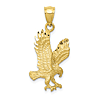 10k Yellow Gold Diamond-Cut Eagle Pendant with Satin Finish 7/8in