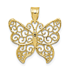 10k Yellow Gold Filigree Butterfly Pendant 3/4in