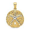 10k Two-tone Gold Sand Dollar Starfish Pendant 3/4in