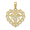 10k Yellow Gold Registered Nurse Heart Pendant