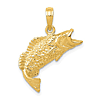 10k Yellow Gold Bass Fish Pendant with Curved Tail