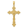 10k Yellow Gold Crucifix Pendant with Scalloped Edges 1 3/8in