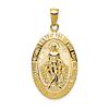 10k Yellow Gold Miraculous Medal with Satin and Polished Finish 1in