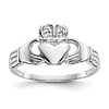 10k White Gold Tapered Claddagh Ring