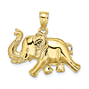 10k Yellow Gold Running Elephant Pendant With Raised Trunk
