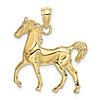 10k Yellow Gold Horse Pendant with Polished Finish 1in