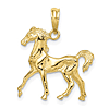 10k Yellow Gold 3-D Horse Pendant 3/4in