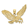 14k Yellow Gold Eagle Pendant with Outstretched Claws 3/4in