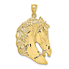 10k Yellow Gold Horse Head Pendant with Mane 1 1/8in