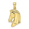 10k Yellow Gold Spartan Horse Head Pendant 3/4in