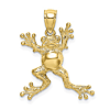 10k Yellow Gold Textured Frog Pendant with Pot Belly