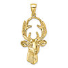 10k Yellow Gold 3-D Deer Head with Antlers Pendant 1 1/4in