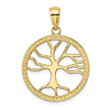 10k Yellow Gold Round Tree of Life Pendant with Beaded Border 3/4in