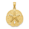 10k Yellow Gold Polished Sand Dollar With Starfish Pendant 3/4in