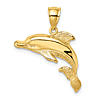 10k Yellow Gold Dolphin Charm With Polished and Textured Finish