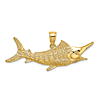 14k Yellow Gold Textured Marlin Fish Pendant