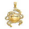 10k Yellow Gold Crab Pendant With Textured and Polished Finish 3/4in