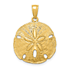 10k Yellow Gold Beveled Sand Dollar Pendant 3/4in