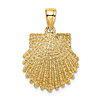 10k Yellow Gold Small Scallop Shell Pendant with Beaded Finish