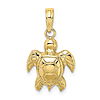 10k Yellow Gold 2-D Sea Turtle Pendant 5/8in