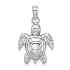 10k White Gold 2-D Sea Turtle Pendant 5/8in