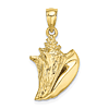 10k Yellow Gold 3-D Conch Shell Pendant 3/4in