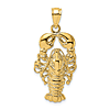 10k Yellow Gold Maine Lobster Pendant with Polished Finish